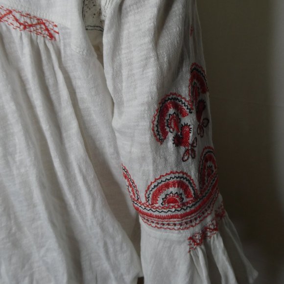 Free People Chiquita Boho Embroidered Top Peasant - Picture 11 of 11
